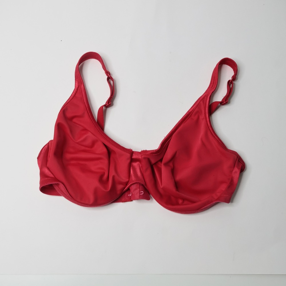 VTG Victoria's Secret Red Unlined Underwire Bra 36C Satin Finish 154201-W33